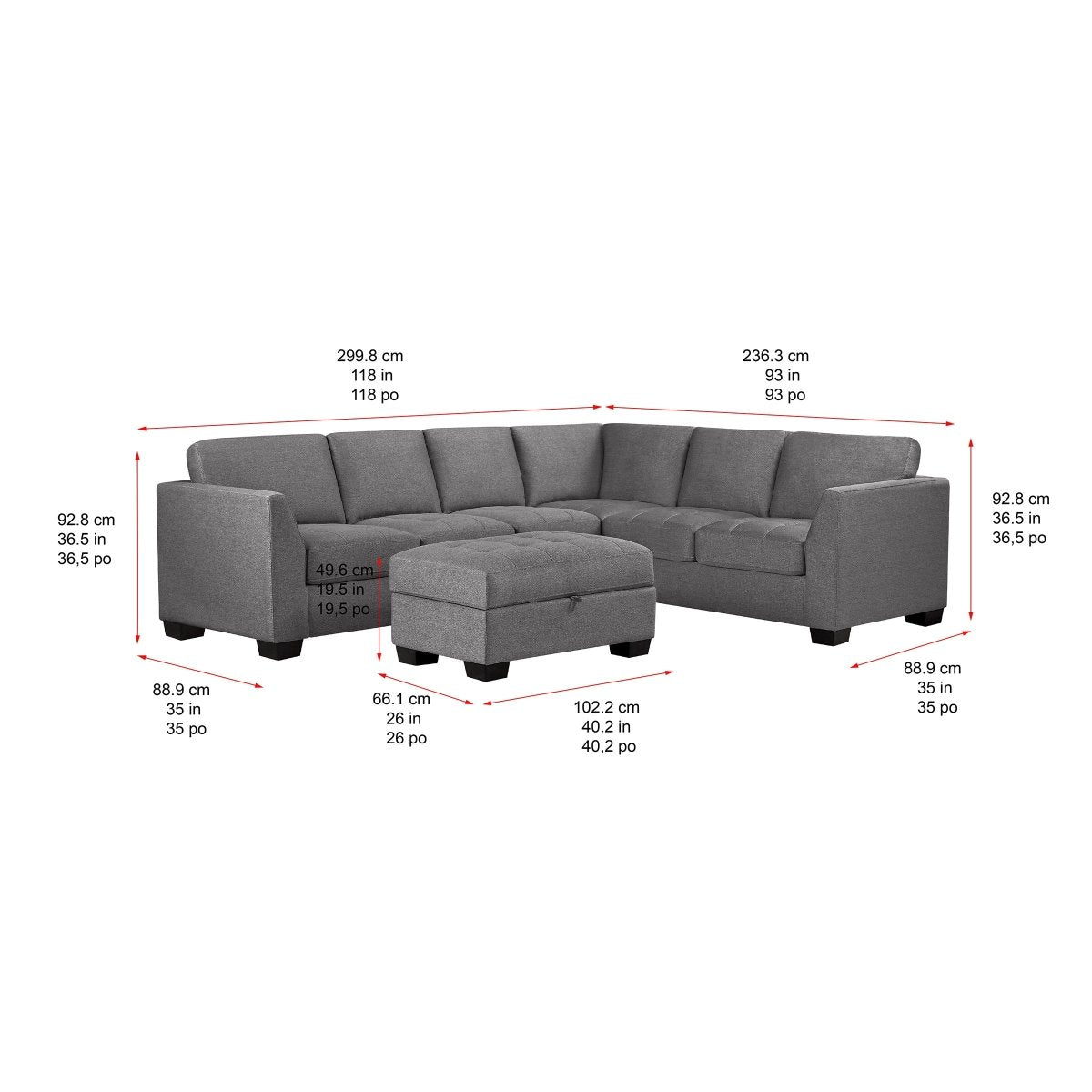 Thomasville Yvette Fabric Sectional with Storage Ottoman - Alpine Outlets