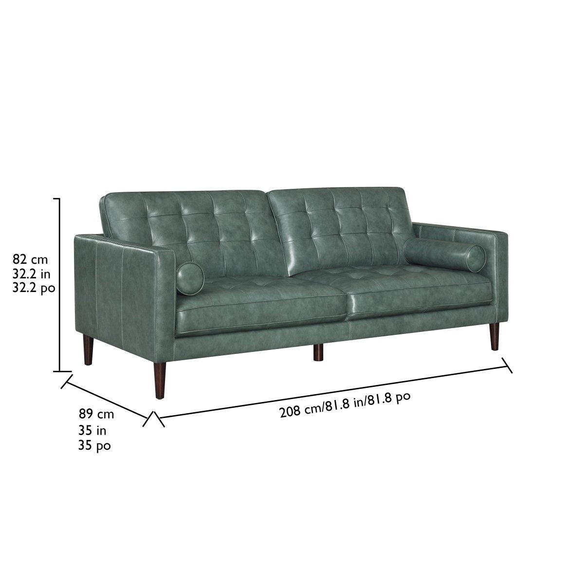 Top Grain Leather Sofa - Green - Alpine Outlets